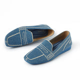Comfortable Slip On Square Toe Loafers - Denim