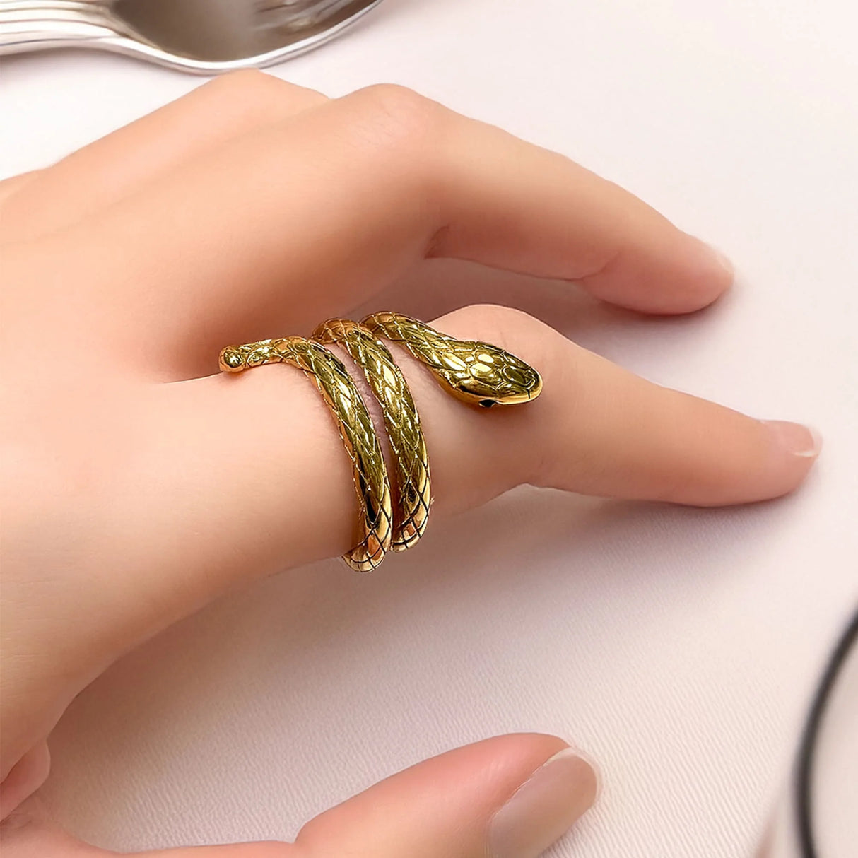 Bullion Gold Cobra Coiled Ring In Gold