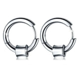 Bullion Gold Round Hoop White Gold Layered Earrings