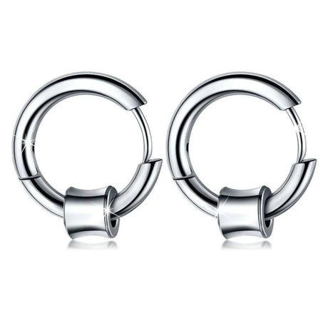 Bullion Gold Round Hoop White Gold Layered Earrings