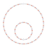 Set Necklace Bracelet Is Made Up of : Necklace of Real Cultured Freshwater Pearls Round 4-5 mm - Multicolor - Longueur 42 cm