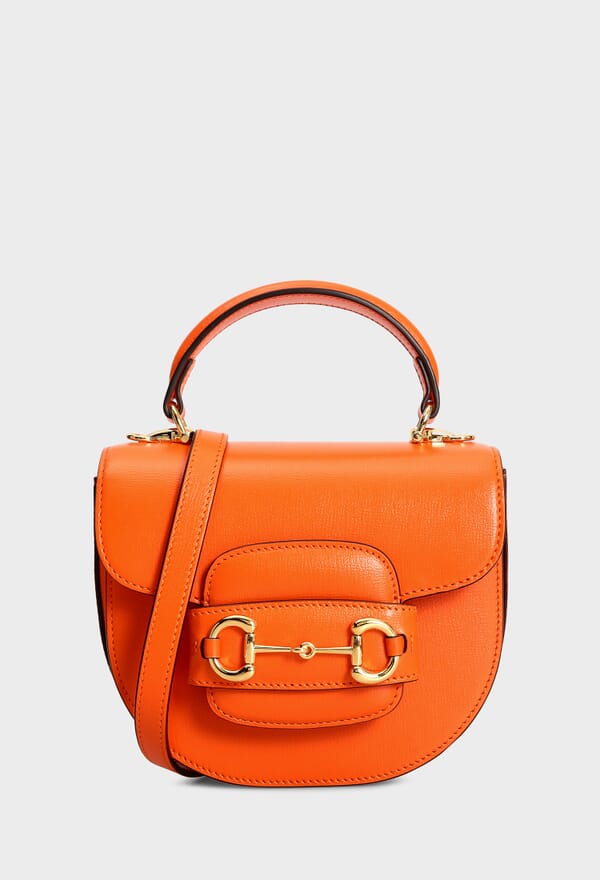 Gucci Leather Shoulder Bag Horsebit - Orange