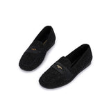 Versatile Soft Sole Slip On Tweed Loafers - Black
