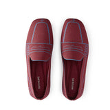 Comfortable Slip On Square Toe Loafers - Maroon