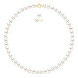 Set Necklace + Earrings - Natural Pearl White Is Made Up of A Row of Pearl - Longueur 42 cm