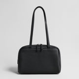 Litchi Grain Leather Boston Bag – Double-Zip Underarm Shoulder Bag