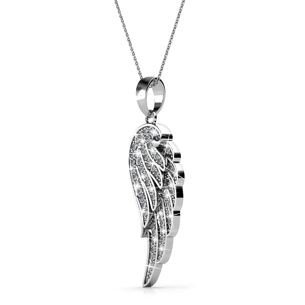 Krystal Couture Fly High with Wing Pendant Necklace in White Gold Embellished with Crystals from SWAROVSKI