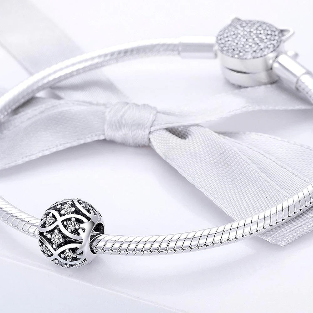Solid 925 Sterling Silver Infinity CZ Charm