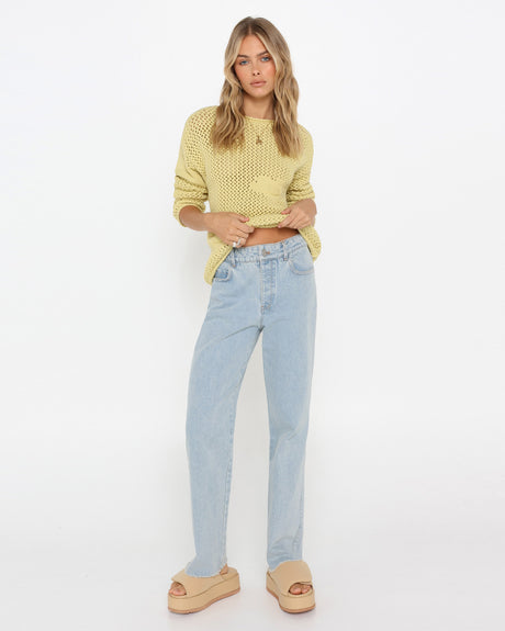 Lost In Lunar Women's Erin Knit Jumper - Light Lime