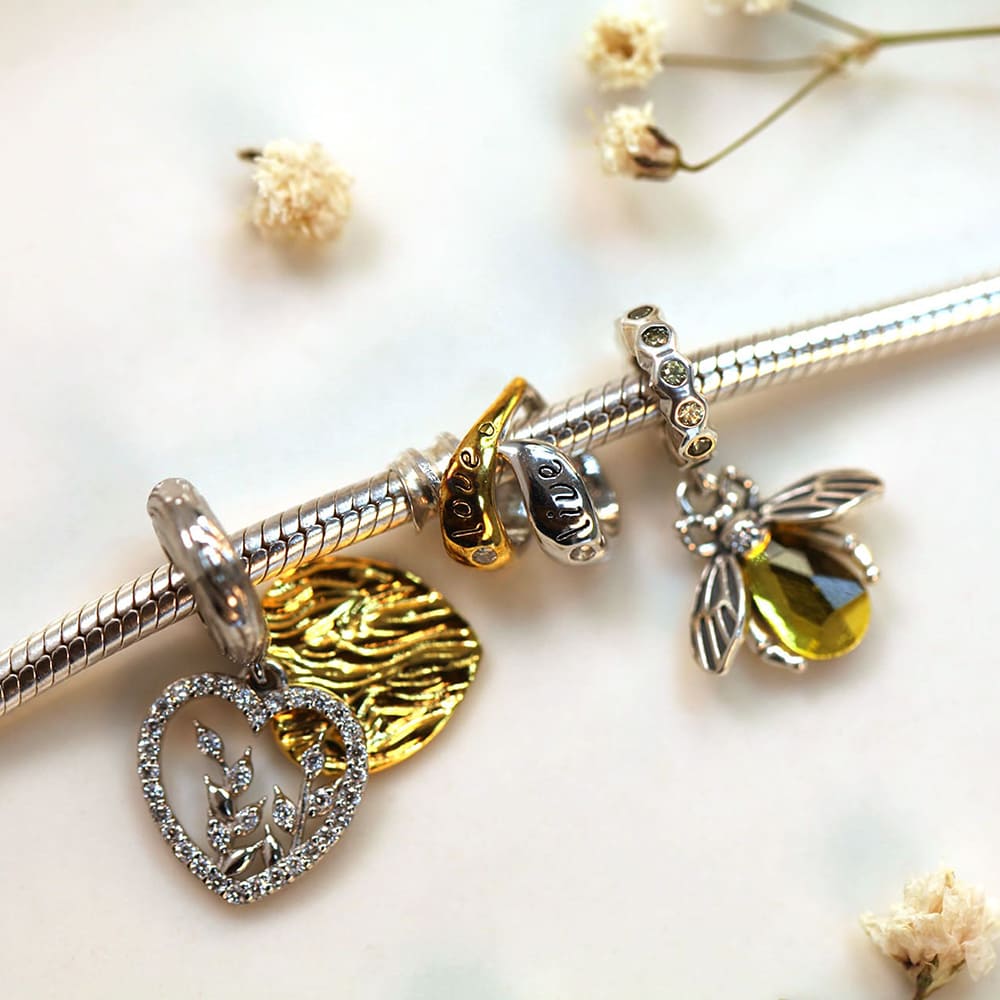 Solid 925 Signature Silver Goldilocks Heart Charm