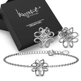 Boxed White Gold Blooming Flower Bracelet & Daffodil Hologram Stud Earrings Embellished with SWAROVSKI® Crystals Set