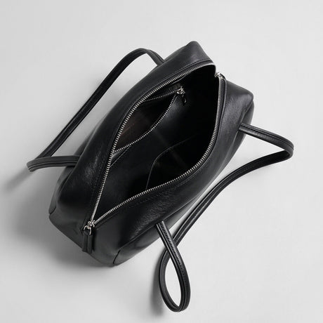 Soft Lambskin Leather Pillow Box Bag - Black