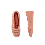 Heart Mesh Knit Square Toe Wedge Flats - Orange