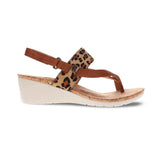Revere Honolulu Back Strap Wedge - Cognac/Leopard