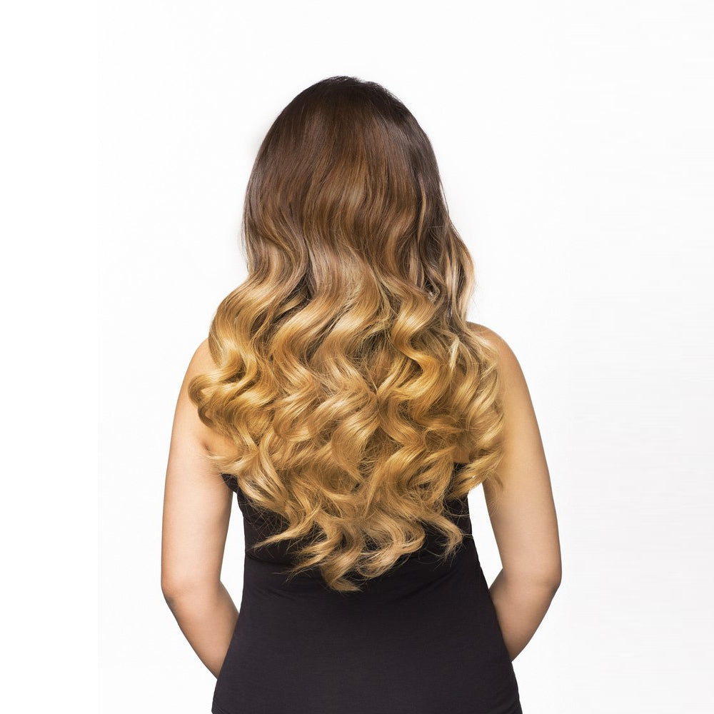 Two Tone Ombre High Grade Brown Curly Hair 7Piece 16Clips 24" Hair Extension 01