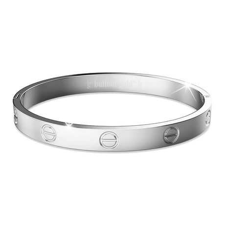 Bullion Gold Carmello Stainless Steel Bangle in White Gold