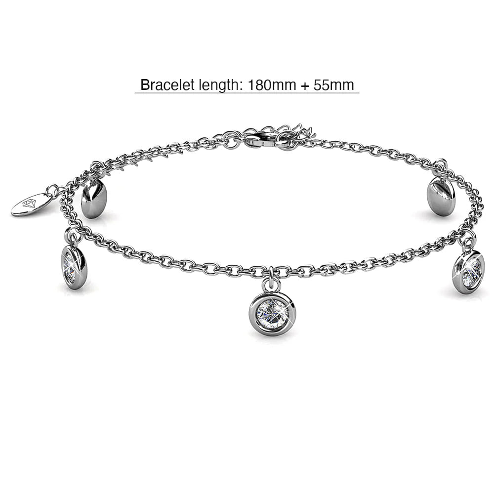 Krystal Couture White Gold Drop Charm Bracelet Embellished with SWAROVSKI Crystals