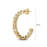 Bullion Gold Twisted Braid C-Hoop Gold Layered Earrings 30mm