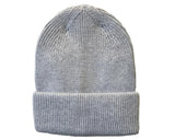 Cherry Red Cuff Beanie - Grey