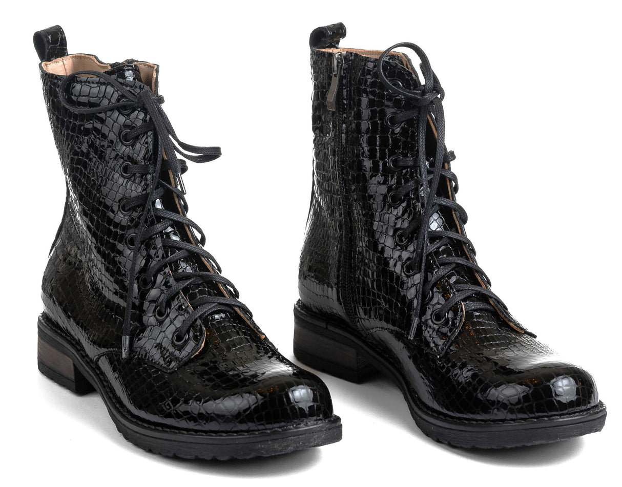 Bosccolo Womens Boots - Black Crocodile