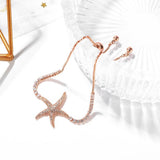 Bullion Gold Starfish Slider Bracelet with Simulated Diamond in Rose Gold Layered Steel Jewellery