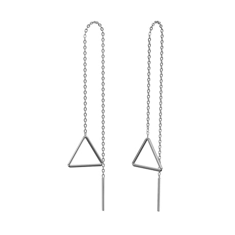 Solid 925 Sterling Silver Triangle Threader Earrings