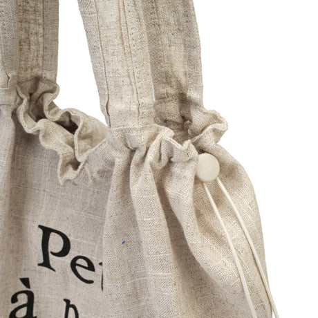 BAMEI Natural Linen Oversized Tote Bag with “Salomé” Letter Print - Ivory