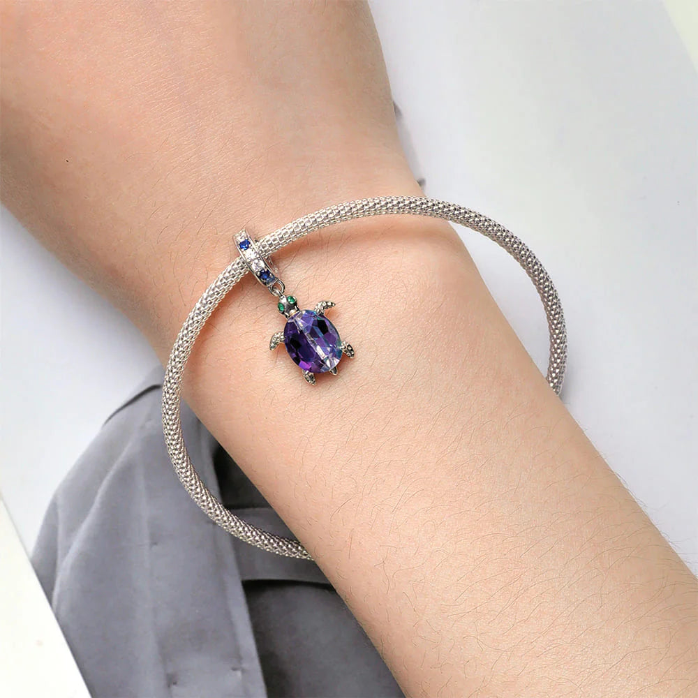 Solid 925 Signature Silver Turtle Cascade Charm