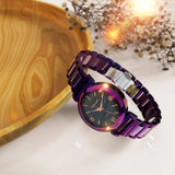 Bullion Gold Bullion Gold Romish Watch Embellished with Glittering Crystals - Purple and Black