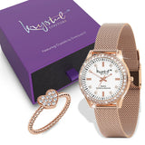 Boxed Krystal Couture Sensational Lux Watch with Ring Set Embellished Crystals from SWAROVSKI® in Rose Gold