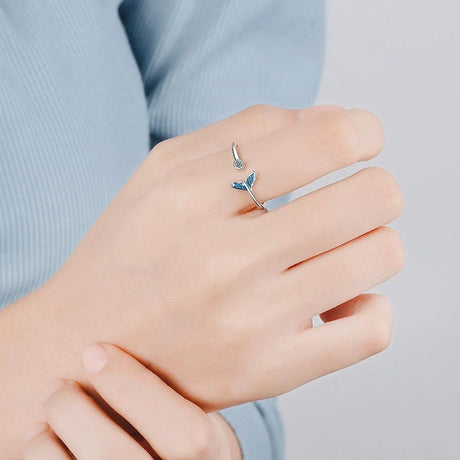 Adjustable Fantasy Mermaid Fishtail with Clear Simulated Diamond Ring