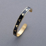 Bullion Gold Mickey Mini Enamel Cuff Bangle Black Gold