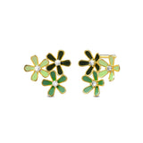 Boxed Petalia Olive Green Stud Earrings and Olive Necklace Featured SWAROVSKI® Crystals in Gold