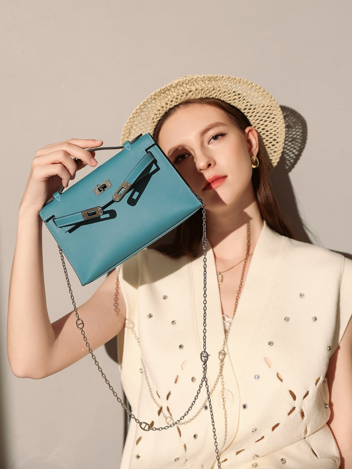 Monroe Colorblock Leather Satchel - Blue