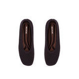 Heart Mesh Knit Square Toe Wedge Flats - Chocolate