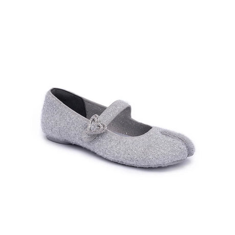 Oriental Split Toe Mary Jane Flats - Grey