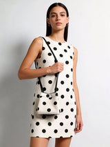 Polka Dot Canvas Mini Bucket Bag - Ivory