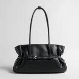 Slouchy Belted Leather Tote Bag – Pebbled Cowhide Shoulder Bag