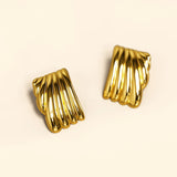 Bullion Gold Pleated Angel Gold layered Stud Earrings