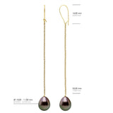 Earrings Real Cultured Tahiti Pearls Pear 10-11 mm - Longueur 42 cm