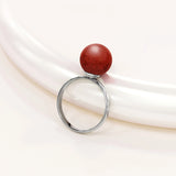 Solid 925 Sterling Silver Tint of Coral Red Ring