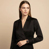 Boxed Black Face Watch & Earrings Set In Rose Gold