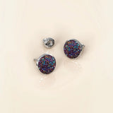 Bullion Gold Amalgam White Gold Layered Champagne Stone Stud Earrings 15mm