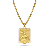 Bullion Gold Engraved Shield Photo Locket Necklace