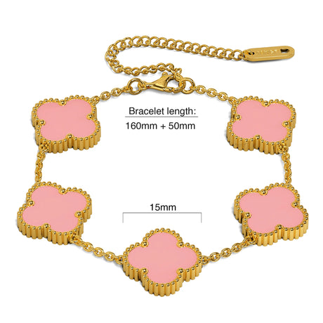 Bullion Gold Pink Clover Bracelet