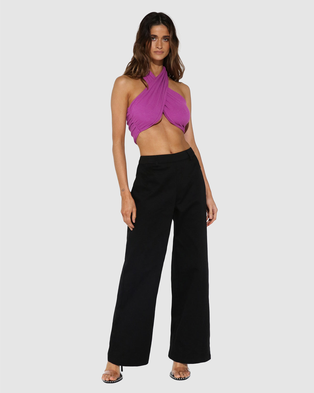 BY.DYLN Hayden Wrap Crop - Magenta