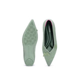 Butterfly Floral Knit Pointed Toe Ballet Flats - Mint