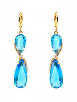 Liv Oliver 18K Gold London Blue Quartz Double Drop Earrings