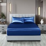 Royal Comfort 3pc Satin Sheet Set - Navy Blue - King