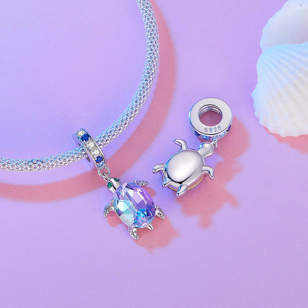 Solid 925 Signature Silver Turtle Cascade Charm